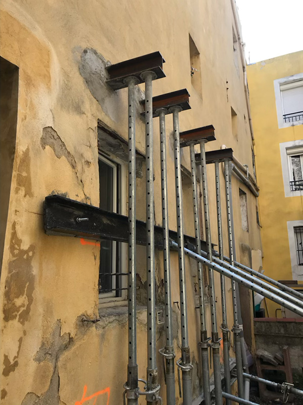 butonnage façade mur pignon auriol immeuble en péril